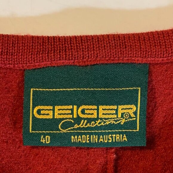 Geiger‎ Women's Wool Button Front Long Sleeve Red Winter Blazer Jacket Size 40 - Picture 7 of 14